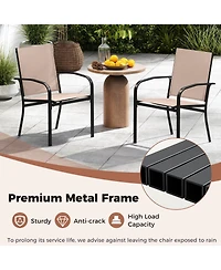Sugift Outdoor Dining Chairs Set of 4 with High Back and Metal Frame