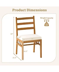 Sugift Solid Acacia Wood Patio Chair Set of 2 Armless Chair