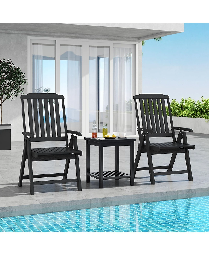 Sugift Foldable Patio Chair All-Weather Hdpe Outdoor Dining Chair with Armrest