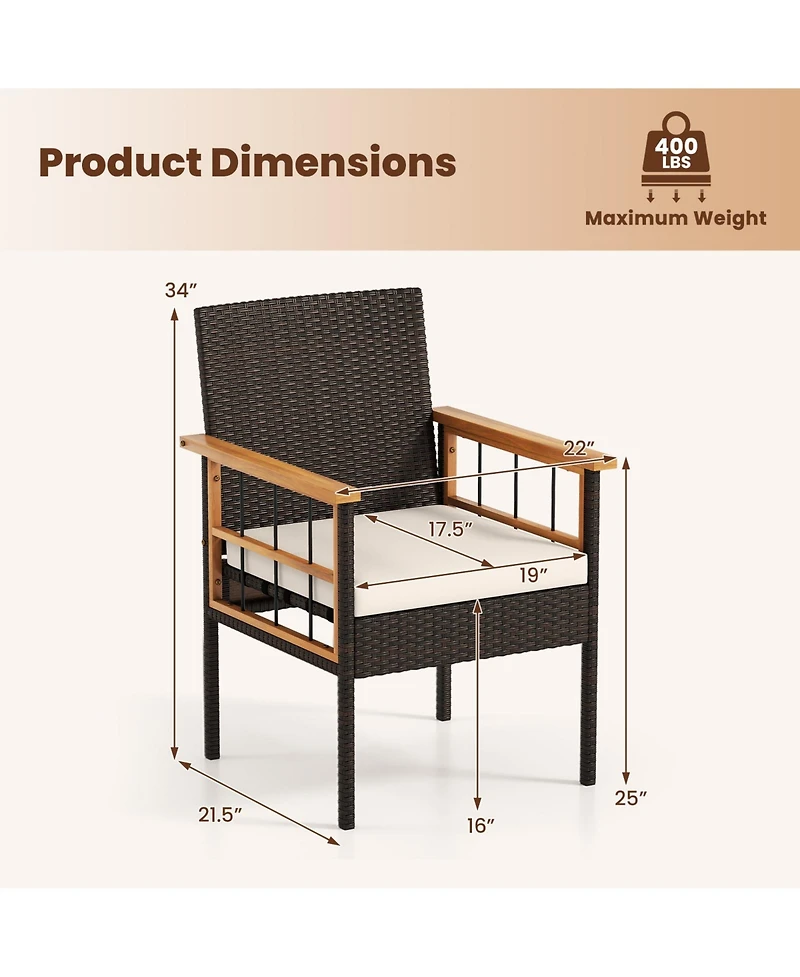 Sugift Patio Dining Chairs Set of 2 with Soft Cushions