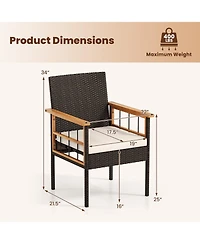 Sugift Patio Dining Chairs Set of 2 with Soft Cushions