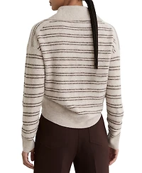 Reiss Women's Evana Wool-Cashmere Stripe Buttoned Jumper