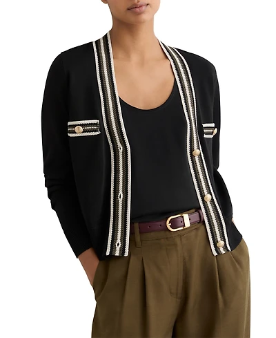 Reiss Women's Danni Tipped Button-Through Cardigan