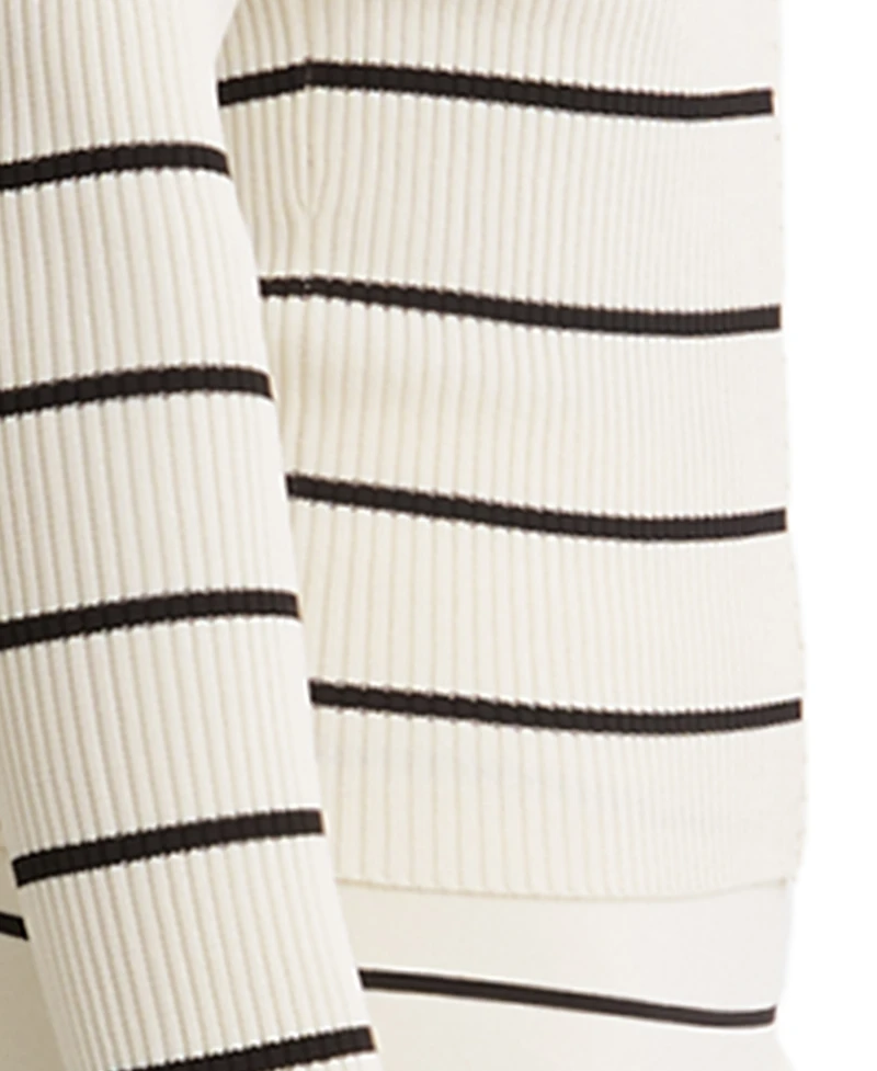 Reiss Women's Stripe Craft-Stitch Rib-Knit Top