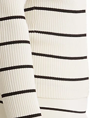 Reiss Women's Stripe Craft-Stitch Rib-Knit Top