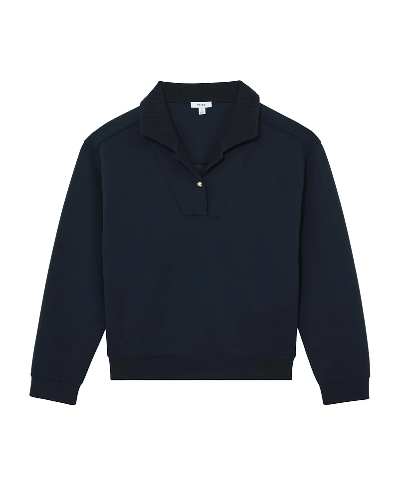 Reiss Women's Bella Premium Interlock Collar Sweatshirt