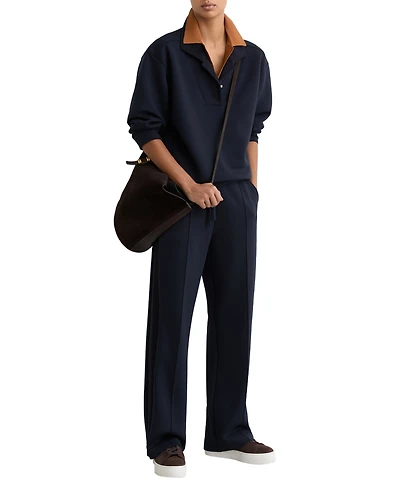 Reiss Women's Premium Interlock Wide-Leg Jogger Pants