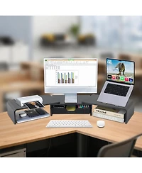 Gnuadz Monitor Stand Riser With Drawer Desktop Organizer Drawer, 3 Shelves