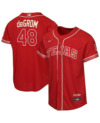 Nike Big Boys and Girls Jacob DeGrom Red Texas Rangers 2026 City Connect Stadium Jersey