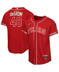 Nike Big Boys and Girls Jacob DeGrom Red Texas Rangers 2026 City Connect Stadium Jersey