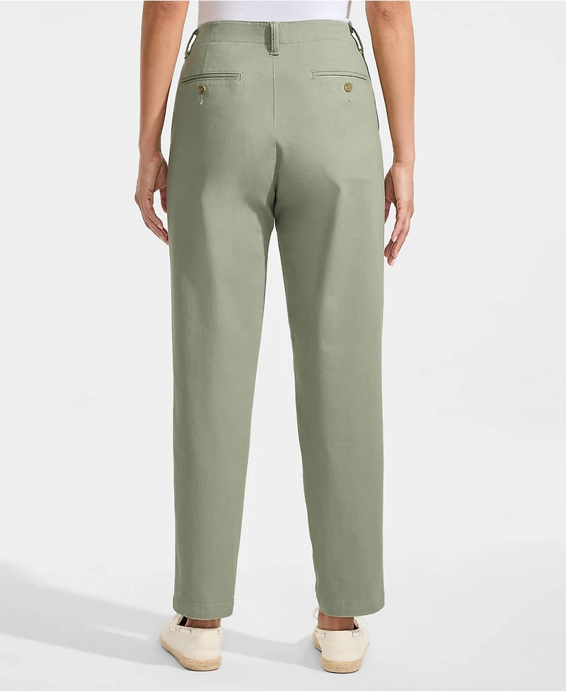 Lands' End Women's Mid Rise Classic Straight Leg Chino Ankle Pants