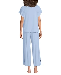 Lands' End Women's Cooling Pajama Set - Short Sleeve Top and Crop Pants