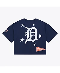 Mitchell Ness Women's Navy Detroit Tigers Pep Rally Cropped Boxy T-Shirt