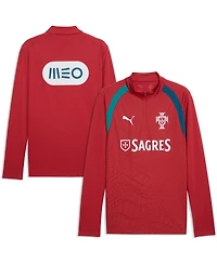 Puma Men's Red Portugal National Team Pre-Match Sponsor Patch Quarter-Zip Pullover Jacket