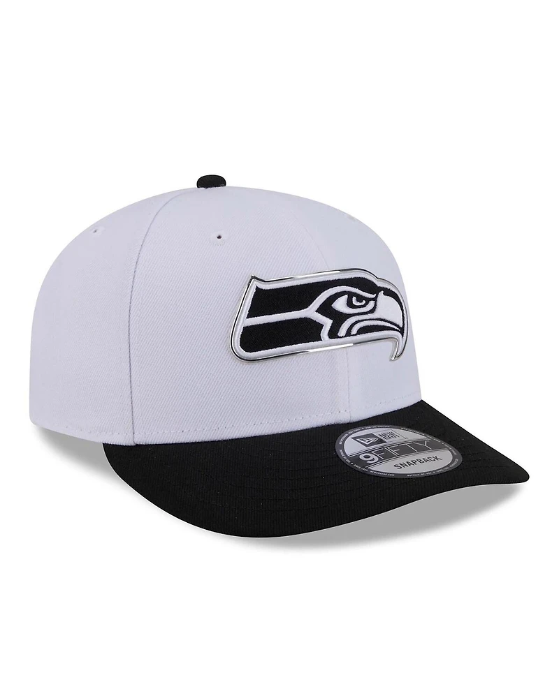 New Era Men's White/Black Seattle Seahawks 2026 Nfl Draft Pre-Curved 9FIFTY Snapback Hat