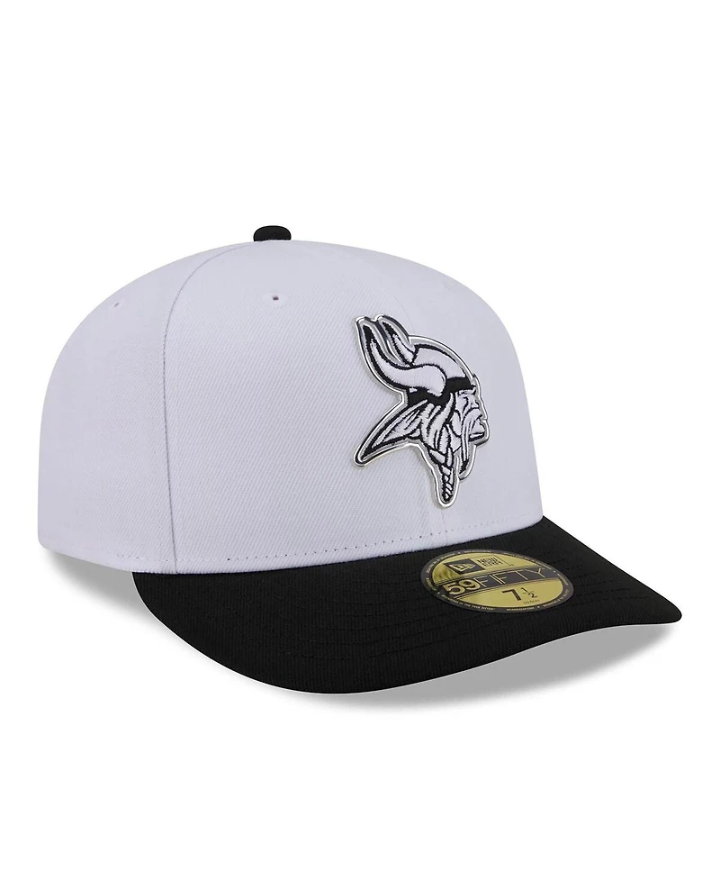 New Era Men's White/Black Minnesota Vikings 2026 Nfl Draft Pre-Curved 59FIFTY Fitted Hat