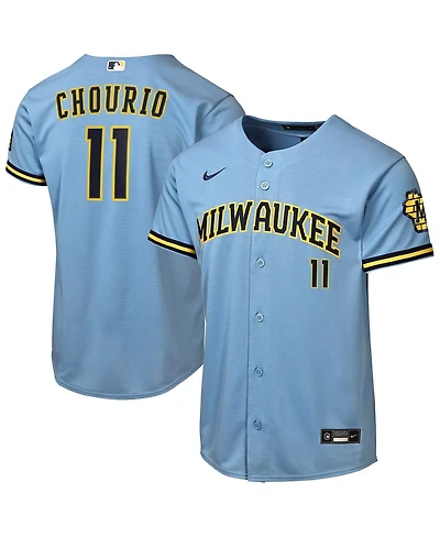 Nike Big Boys and Girls Jackson Chourio Powder Blue Milwaukee Brewers Road Stadium Jersey