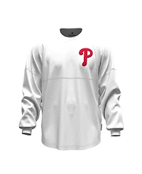 Fanatics Women's White Philadelphia Phillies Baseball Stitch Spirit Jersey Long Sleeve T-Shirt