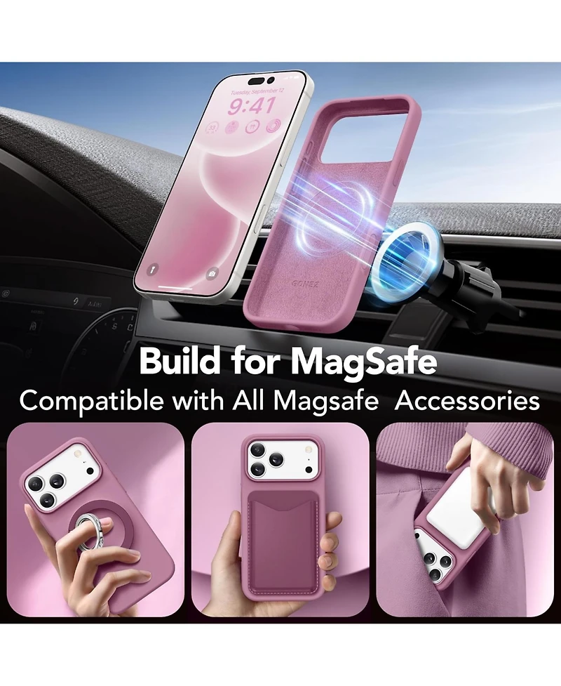 Gonez Magnetic for iPhone 17 Pro Max Case, Compatible with MagSafe, Liquid Silicone Anti-Scratch Shockproof Protective Phone Case