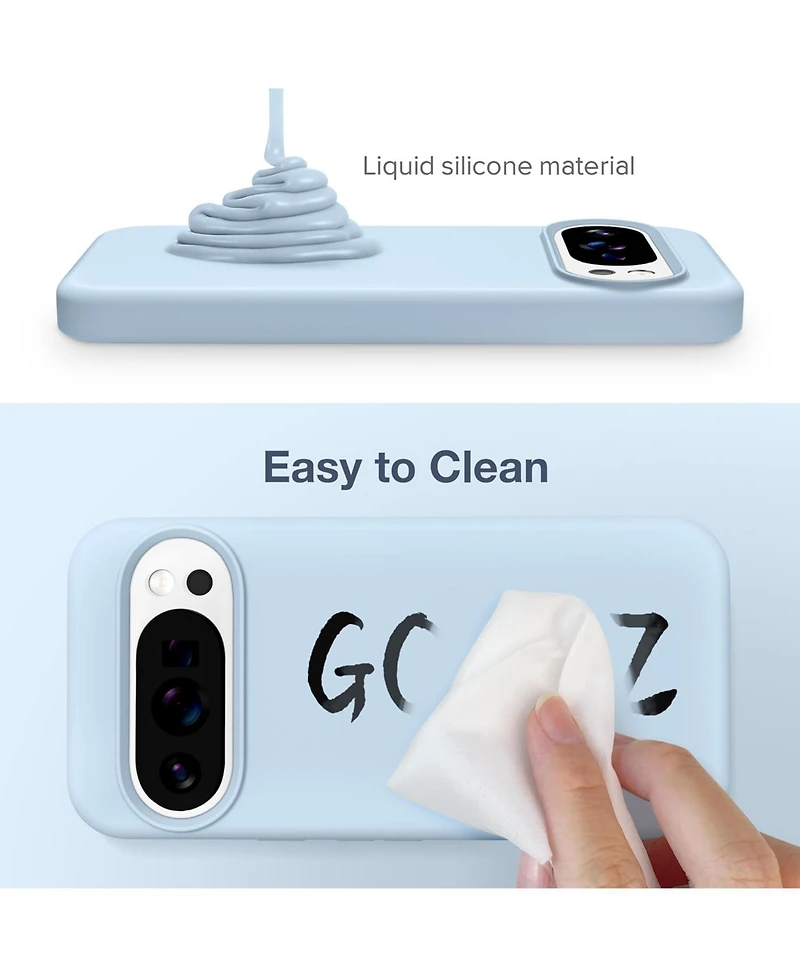 Gonez for Google Pixel 10/Pixel 10 Pro Case, Liquid Silicone Case with Screen Protector, Full Body Protective Cover, Shockproof Phone Cover