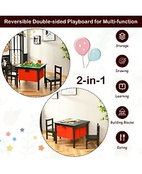 Gouun 2-in-1 Kids Activity Table and 2 Chairs Set with Building Block Board
