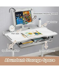 Gouun Height-Adjustable Kids Study Desk and Chair Set with Tilt Desktop
