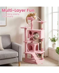 Zeus and Ruta 52 in. Tall Cat Tree Tower Perches Condos Multi Cat Playground Scratching Posts