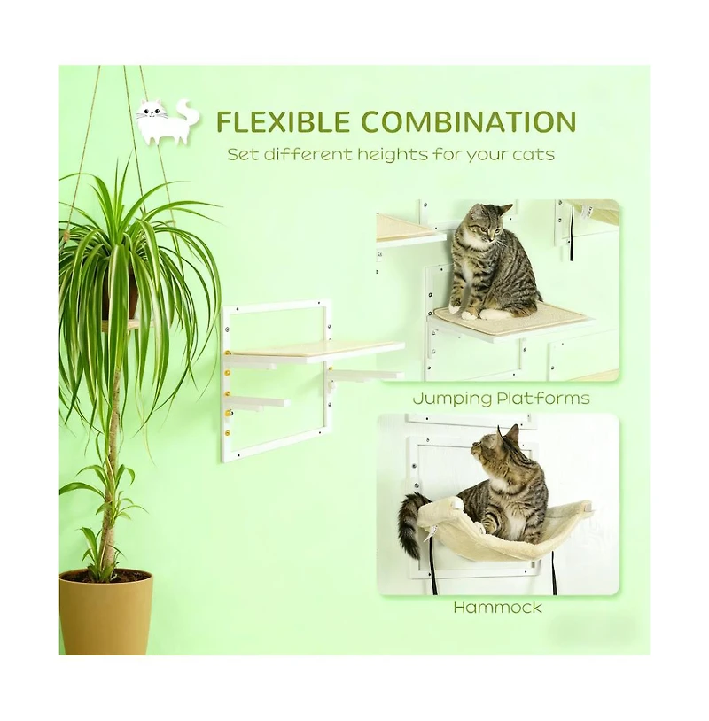 Zeus and Ruta Wood Wall-Mounted Modern Cat Wall Shelves Set for Indoor Cats