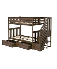 Max and Lily Twin over Staircase Bunk Bed with Storage Drawers