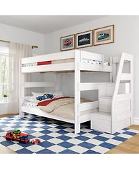 Max and Lily Modern Farmhouse Queen Over Bunk Bed With Staircase