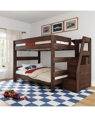 Max and Lily Modern Farmhouse Queen Over Bunk Bed With Staircase