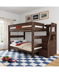Max and Lily Modern Farmhouse Queen Over Bunk Bed With Staircase