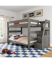 Max and Lily Modern Farmhouse Queen Over Bunk Bed With Staircase