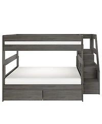 Max and Lily Modern Farmhouse Queen Over Bunk Bed With Staircase Storage Drawers