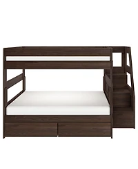 Max and Lily Modern Farmhouse Queen Over Bunk Bed With Staircase Storage Drawers