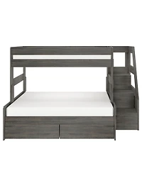 Max & Lily Modern Farmhouse Twin Over Full Bunk Bed With Staircase and Storage Drawers