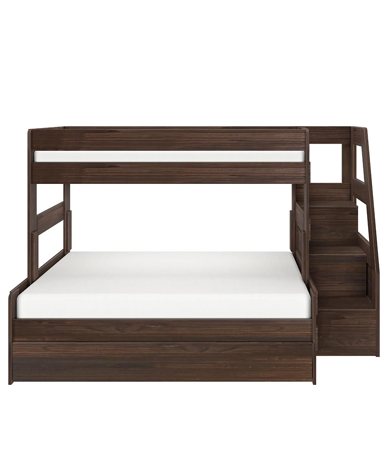Max and Lily Modern Farmhouse Twin Over Full Bunk Bed With Staircase