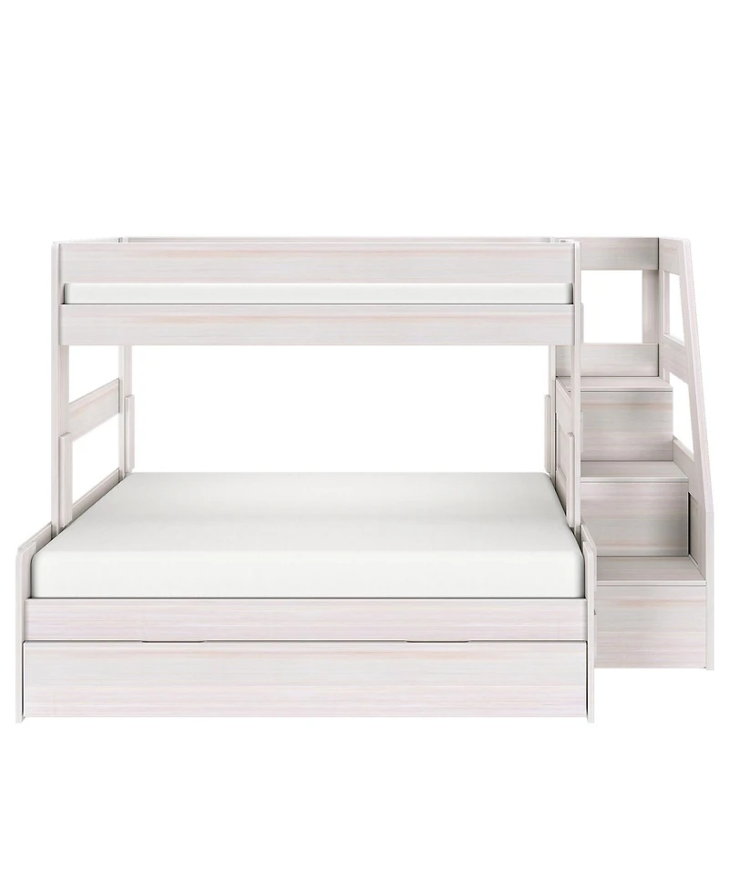 Max and Lily Modern Farmhouse Twin Over Full Bunk Bed With Staircase