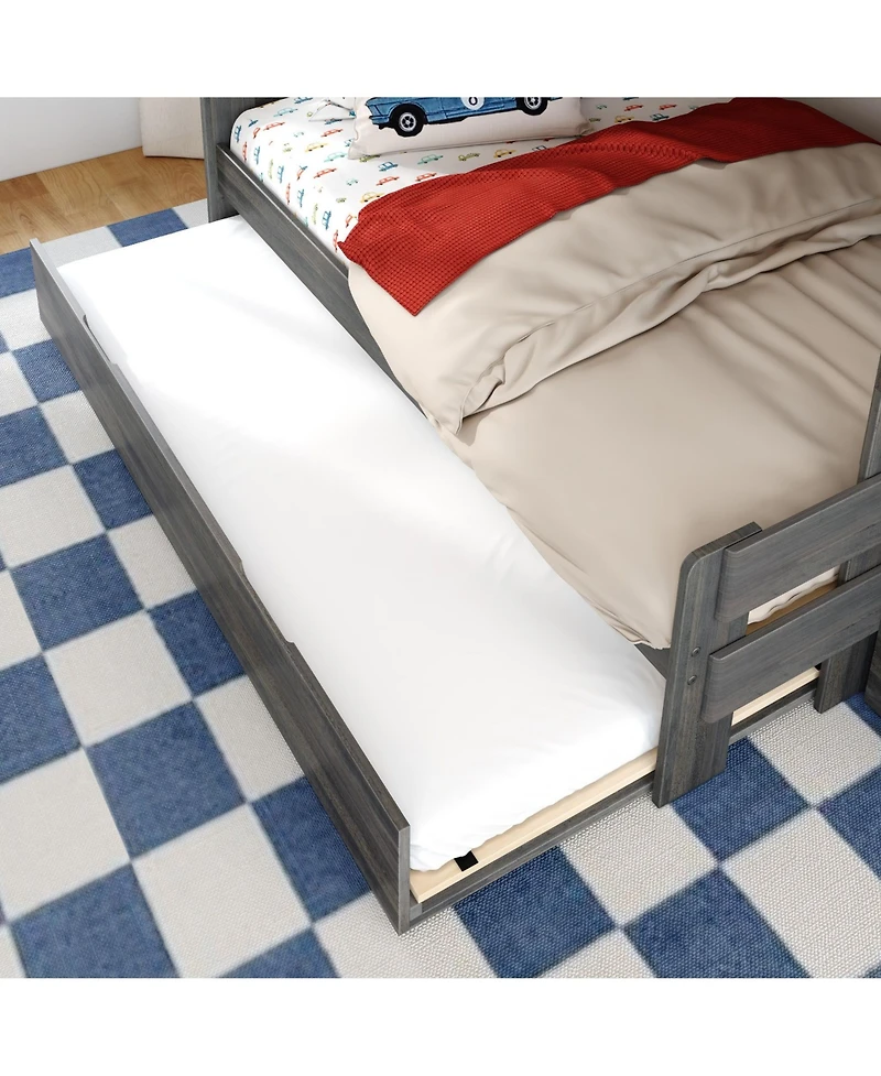 Max and Lily Modern Farmhouse Twin Over Full Bunk Bed With Staircase