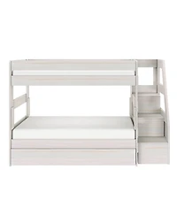 Max & Lily Twin Over Wood Staircase Bunk Bed with Trundle, Driftwood