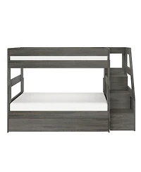 Max & Lily Twin Over Wood Staircase Bunk Bed with Trundle, Driftwood