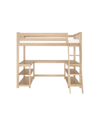 Max & Lily Scandinavian Loft Bed with Wraparound Desk and Shelves