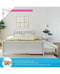 Max and Lily Full Bed Frame with Trundle, Solid Wood Platform Storage