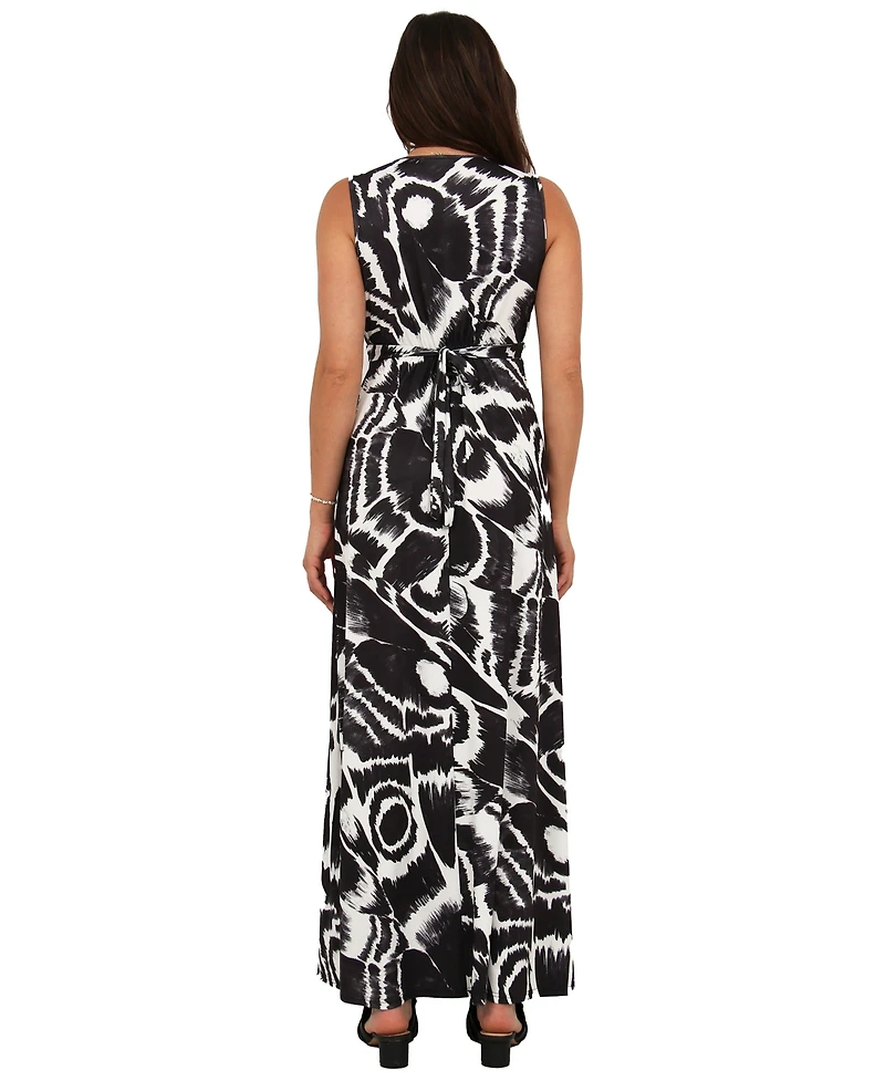 24seven Comfort Apparel Women's Abstract Print Maxi Dress