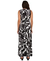 24seven Comfort Apparel Women's Abstract Print Maxi Dress
