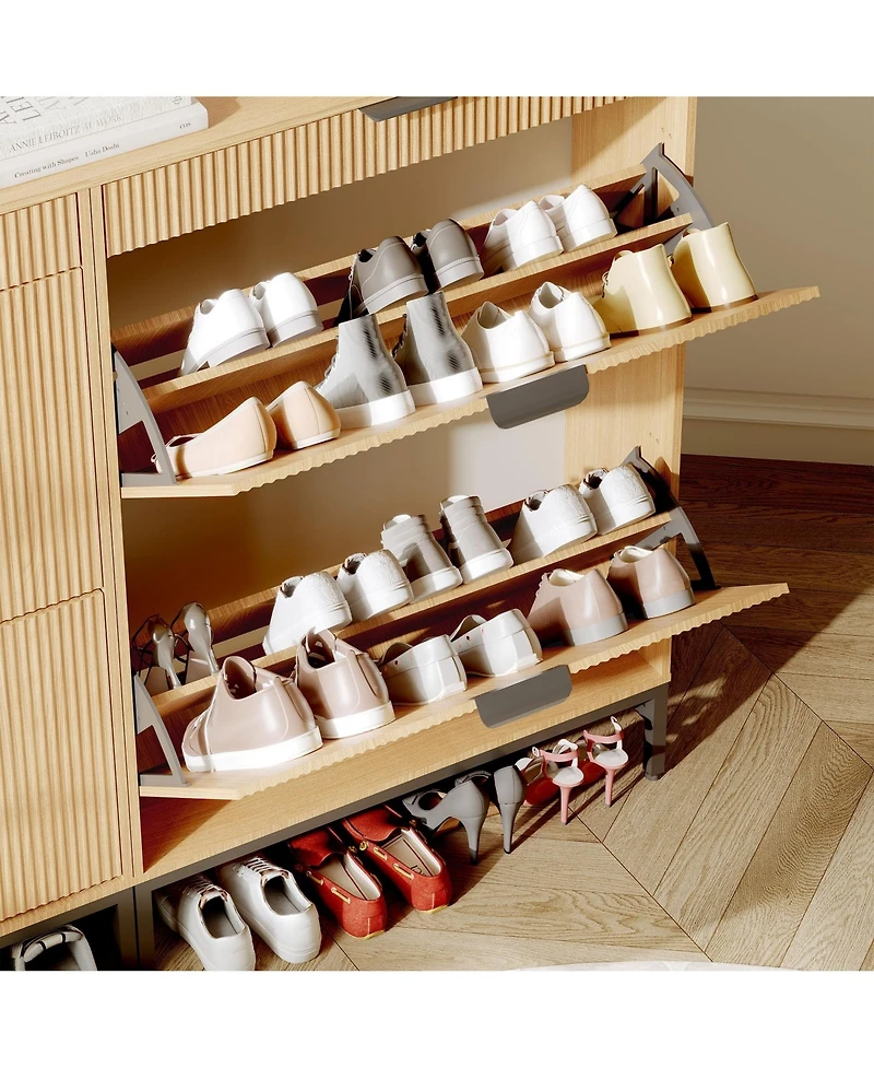 gaomon Modern Fluted Shoe Cabinet