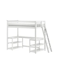 Max and Lily Classic Twin High Loft (Ladder on End) + Wraparound Desk