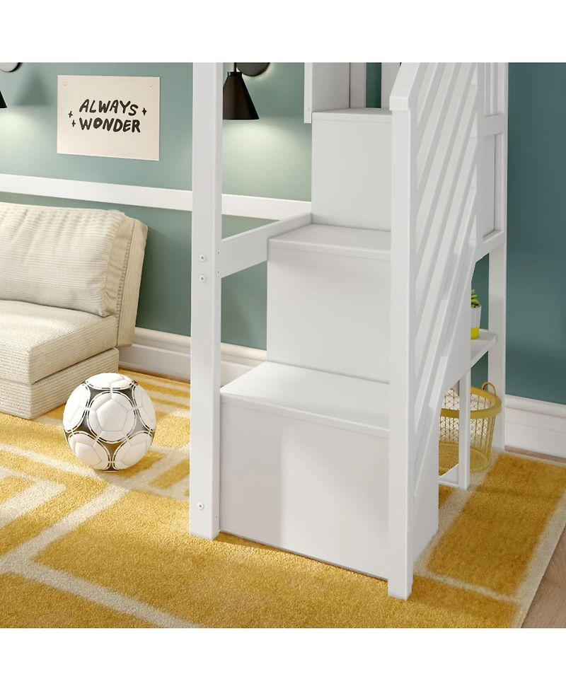 Max & Lily Classic Twin High Loft with Staircase