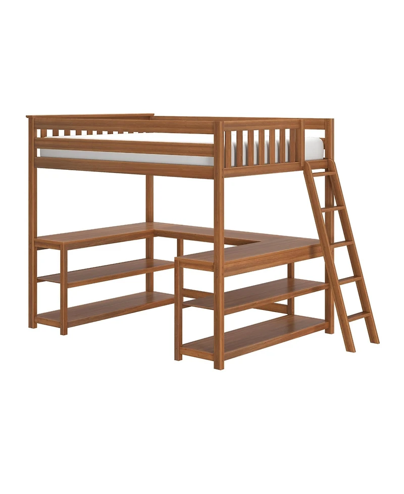 Max and Lily Classic Full High Loft with Wraparound Desk