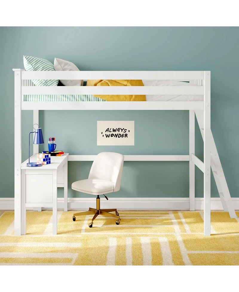 Max and Lily Classic Twin High Loft (ladder on end) + Desk